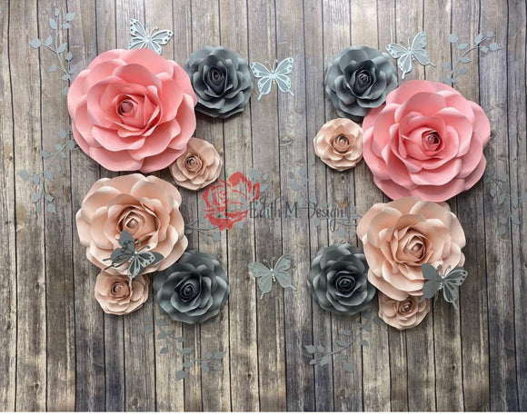 Paper Roses Set/ Wall Decor
